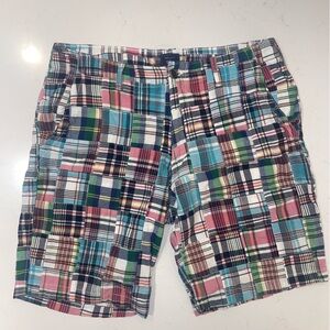 GAP khaki Men’s Madras shorts Patchwork Plaid lived  in short  36*10  Prep Y2K